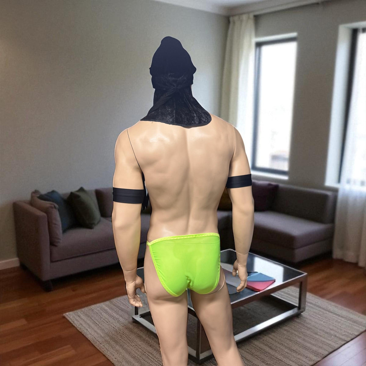Men's Neon Green Mesh Brief - Breathable Underwear for Active Men
