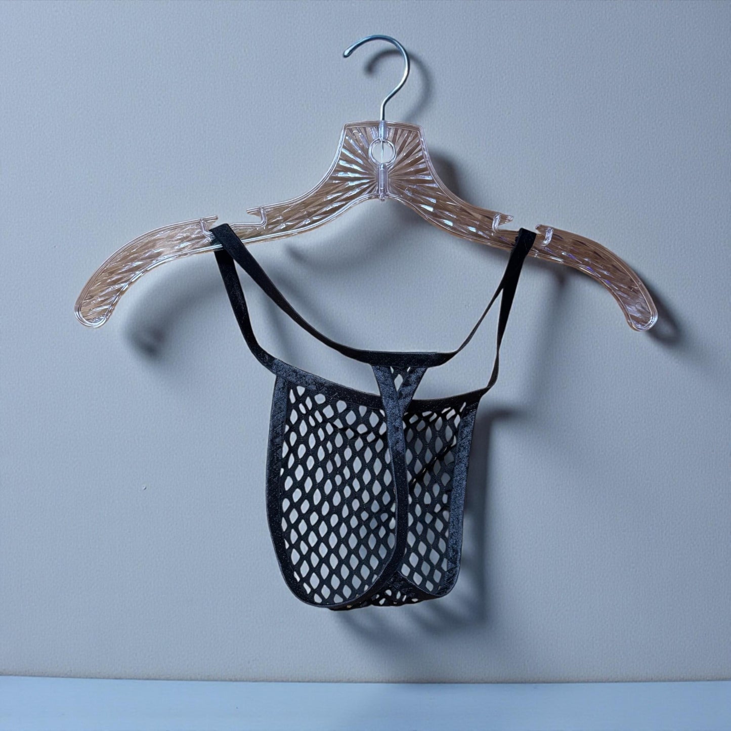 Sleek Black Mesh Thong - Men's Lingerie