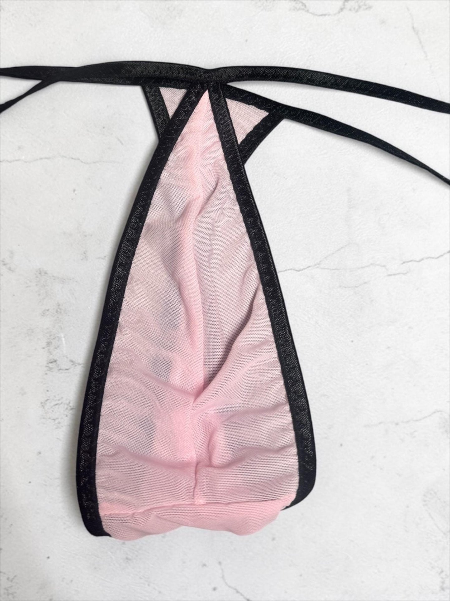 Pink Mesh Teardrop Thong for Men