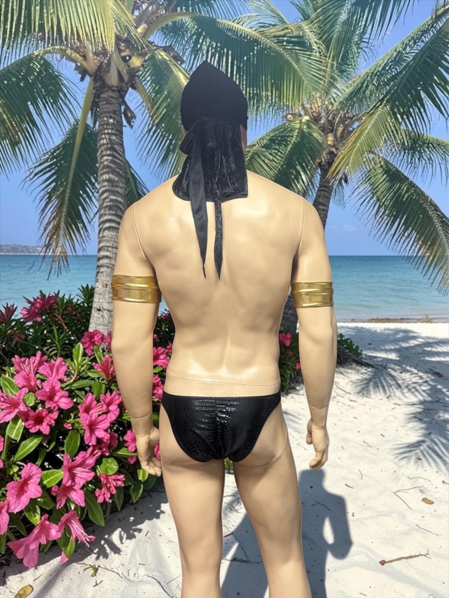 Men's Swim Briefs in Black Faux Leather