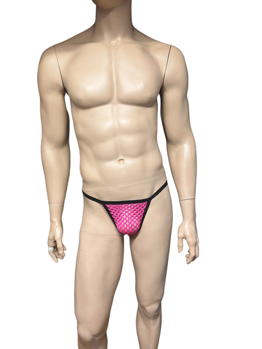 Men's Pink Sexy Fishnet Thong Underwear