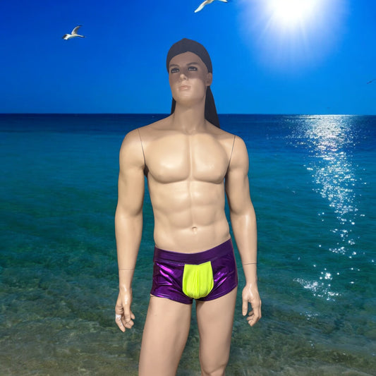Purple and yellow booty shorts