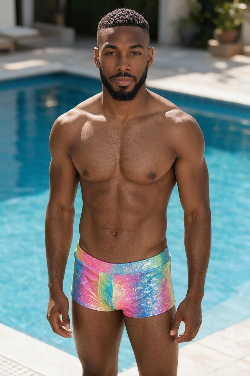 Men’s Holographic Scale Booty Shorts - Handmade