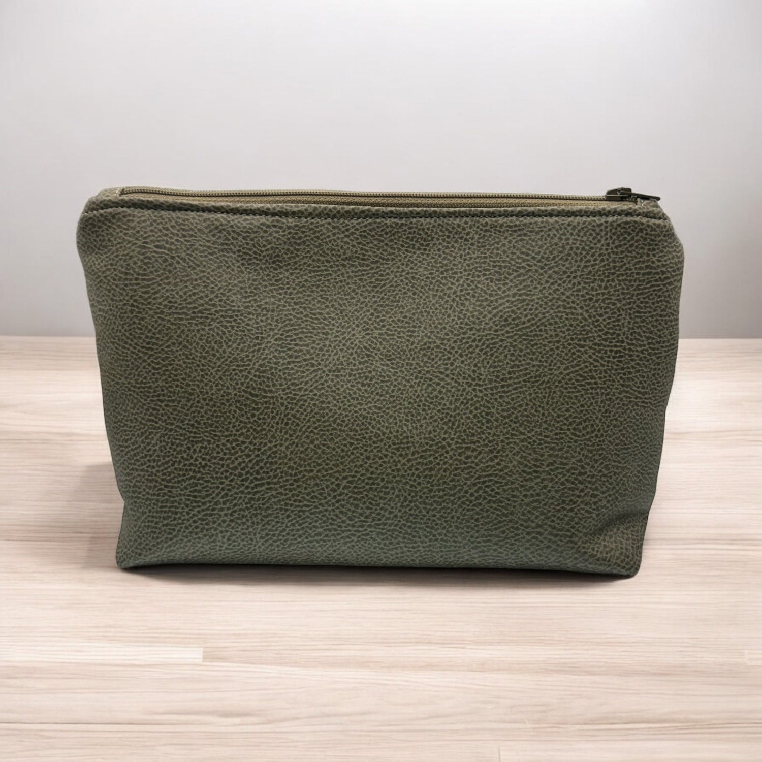 Handmade Light Brown Vinyl Zipper Pouch - Stylish Organization Accessory