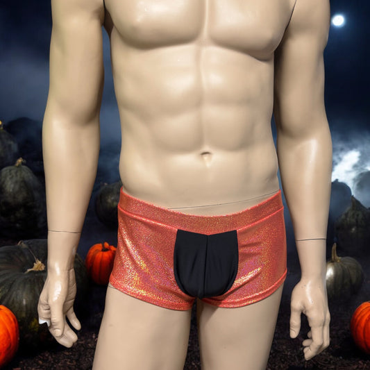 Masculine Short Shorts in Vibrant Orange and Black