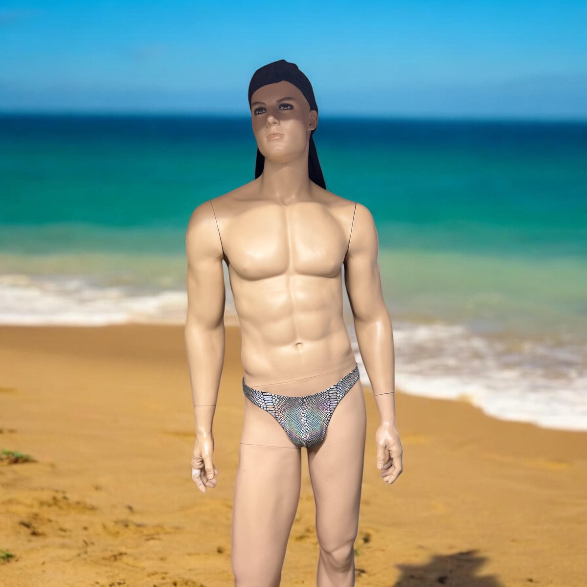 Men's Holographic Snake Print Thong Bikini - Bold Summer Swimwear