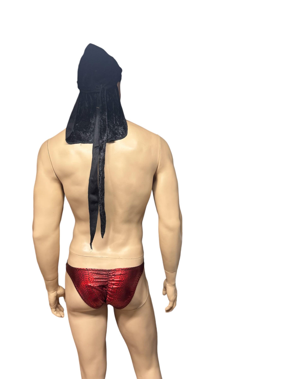 Men's Holographic Red Snake Print Swim Briefs - Bold & Stylish
