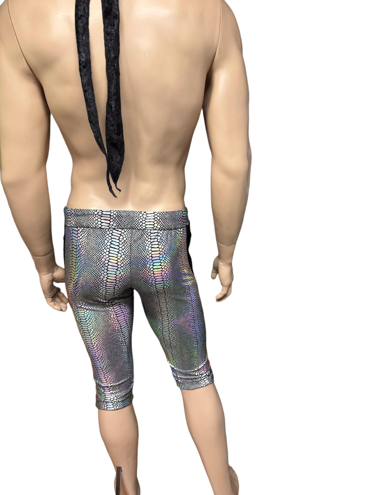 Men's Silver Snake Print Leggings - Bold Silver Fashion Statement