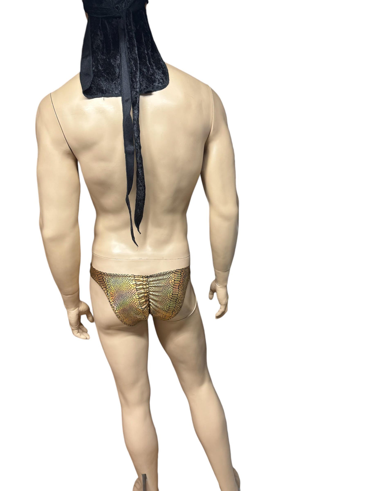 Gold Snake Scale Holographic Swim Briefs for Men
