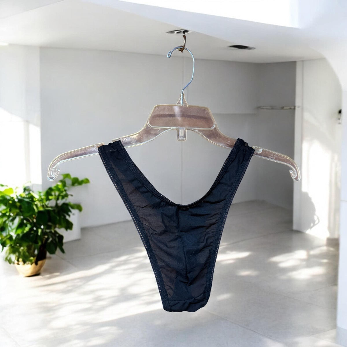 Men's Black Mesh Thong Briefs - Sexy Underwear for Him