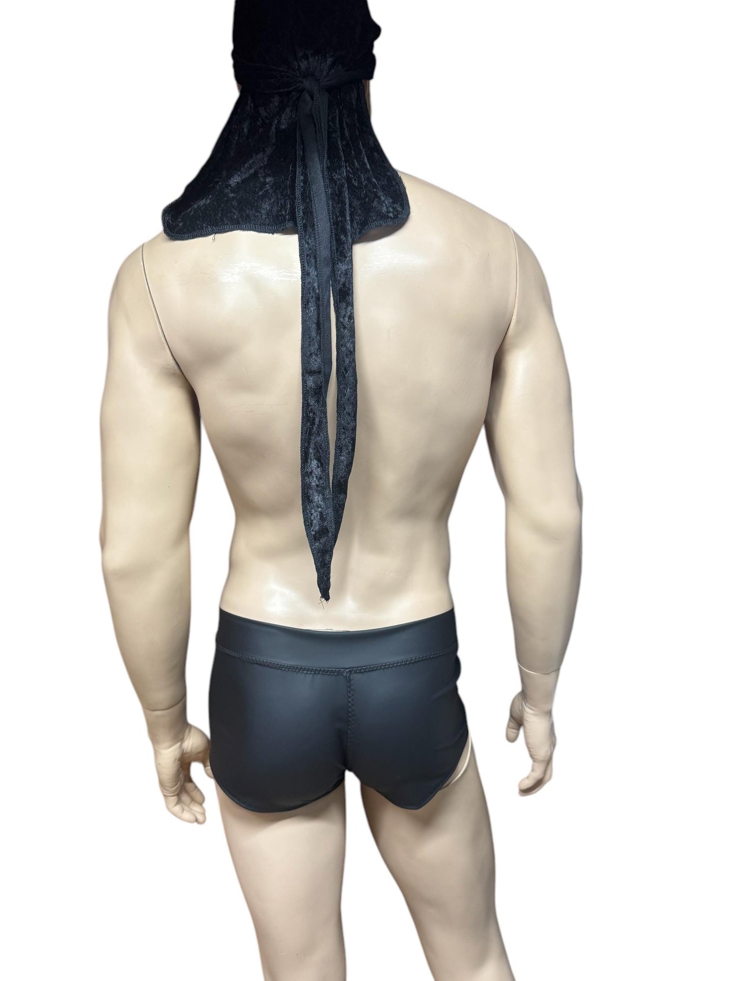 Men's Black Faux Leather Lace-up Booty Shorts - Edgy Clubwear