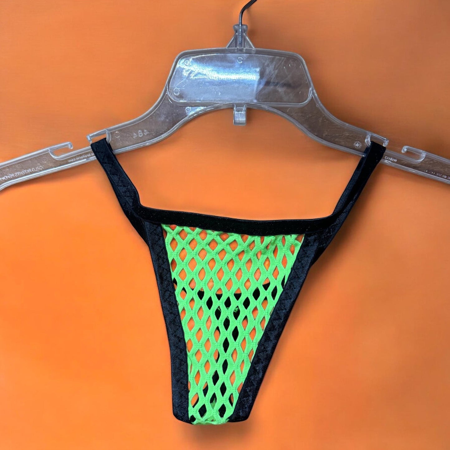 Micro thong for men, neon green mesh