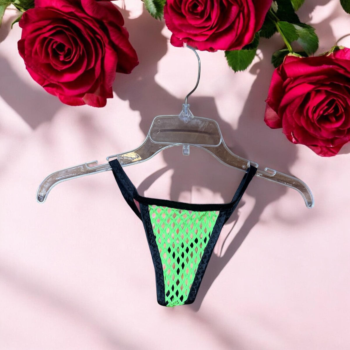 Micro thong for men, neon green mesh