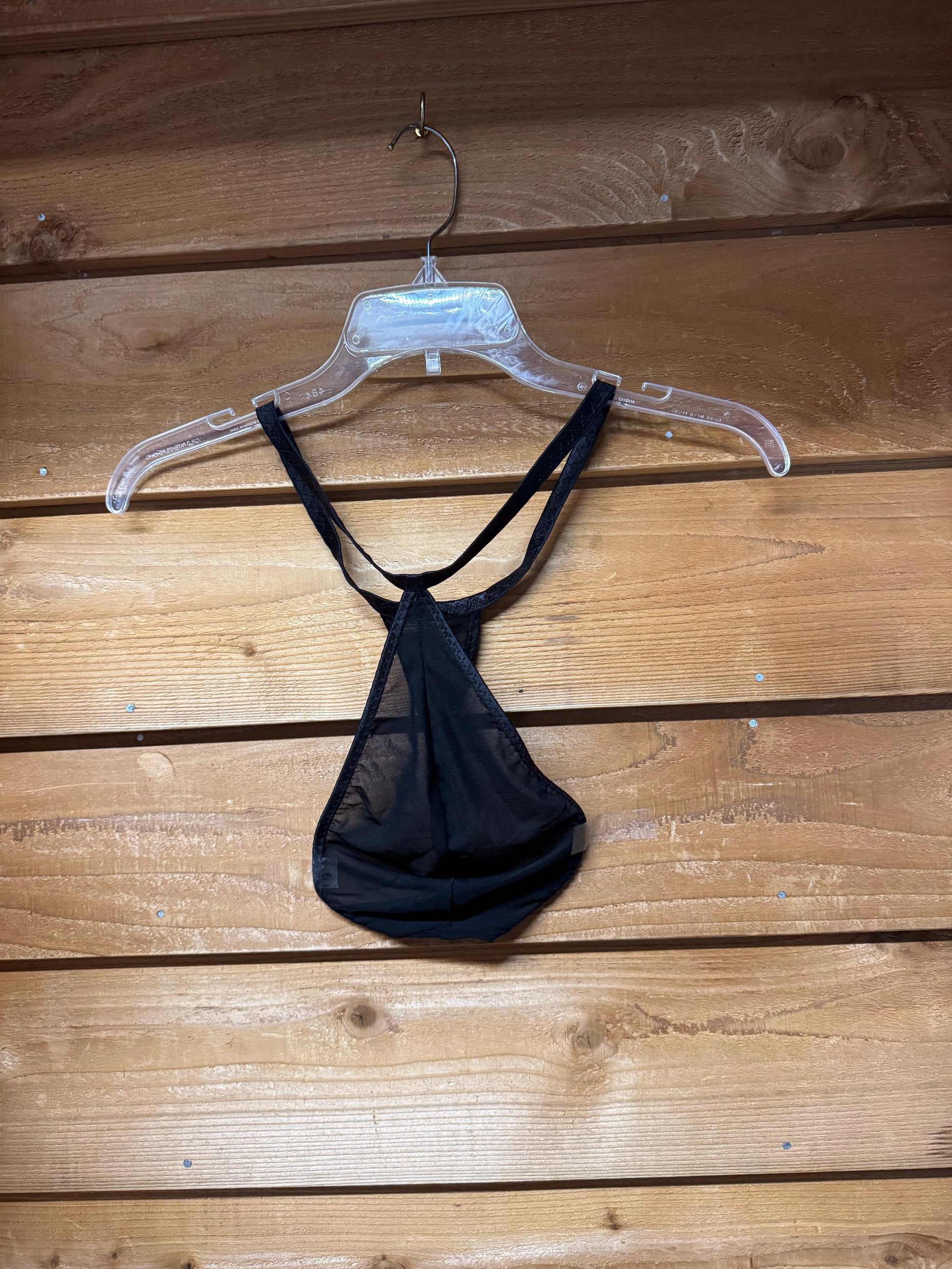 Handmade Black Mesh Teardrop Thong for Men