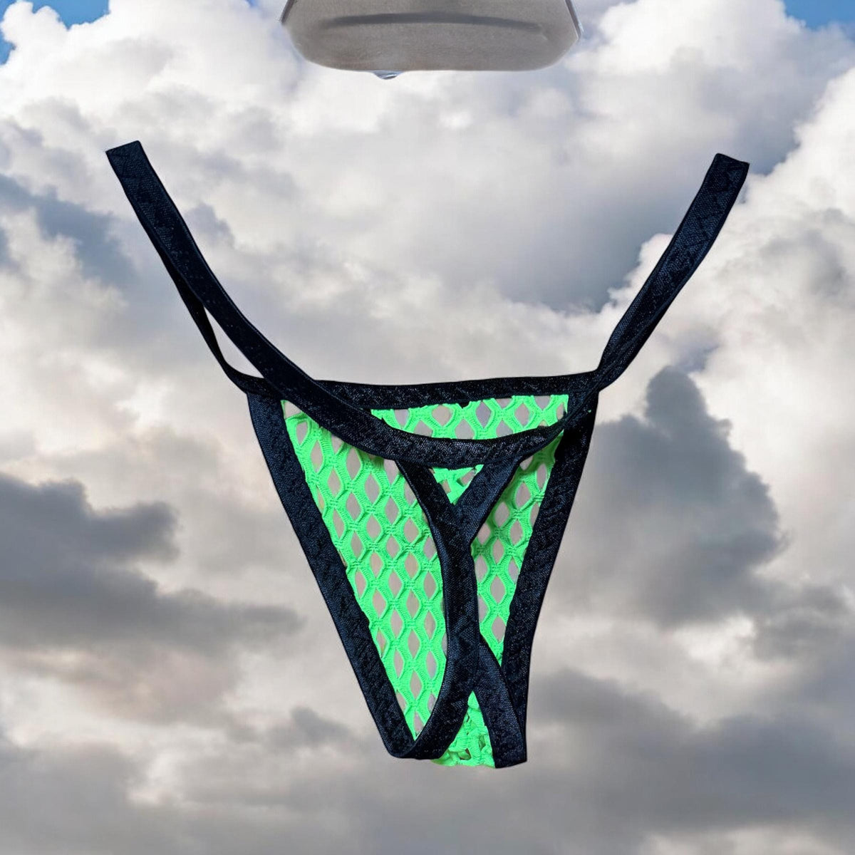 Micro thong for men, neon green mesh
