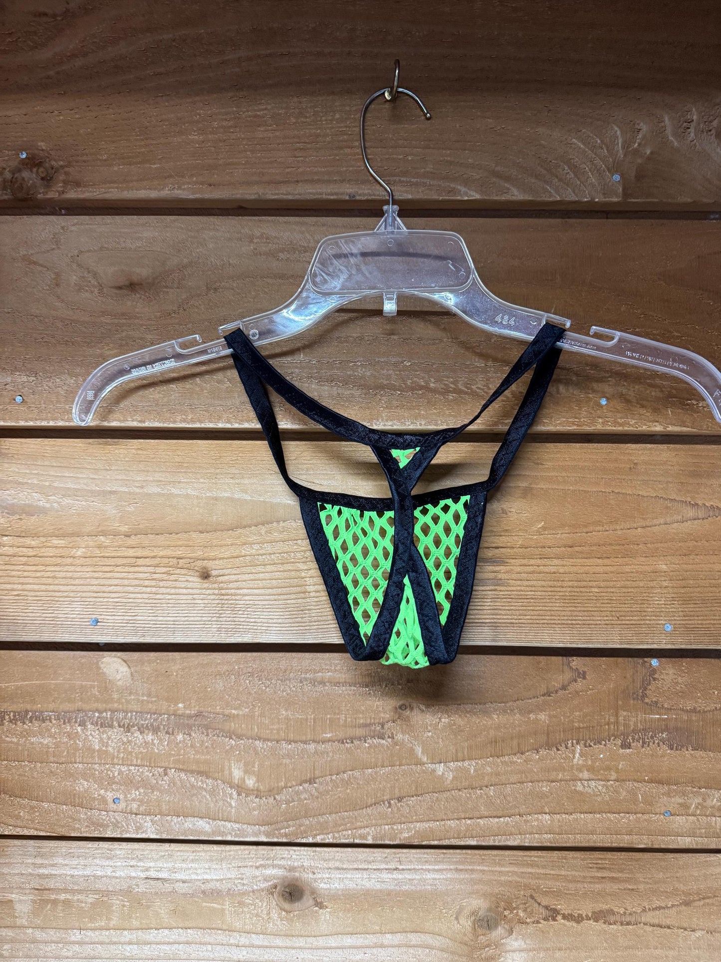 Micro thong for men, neon green mesh