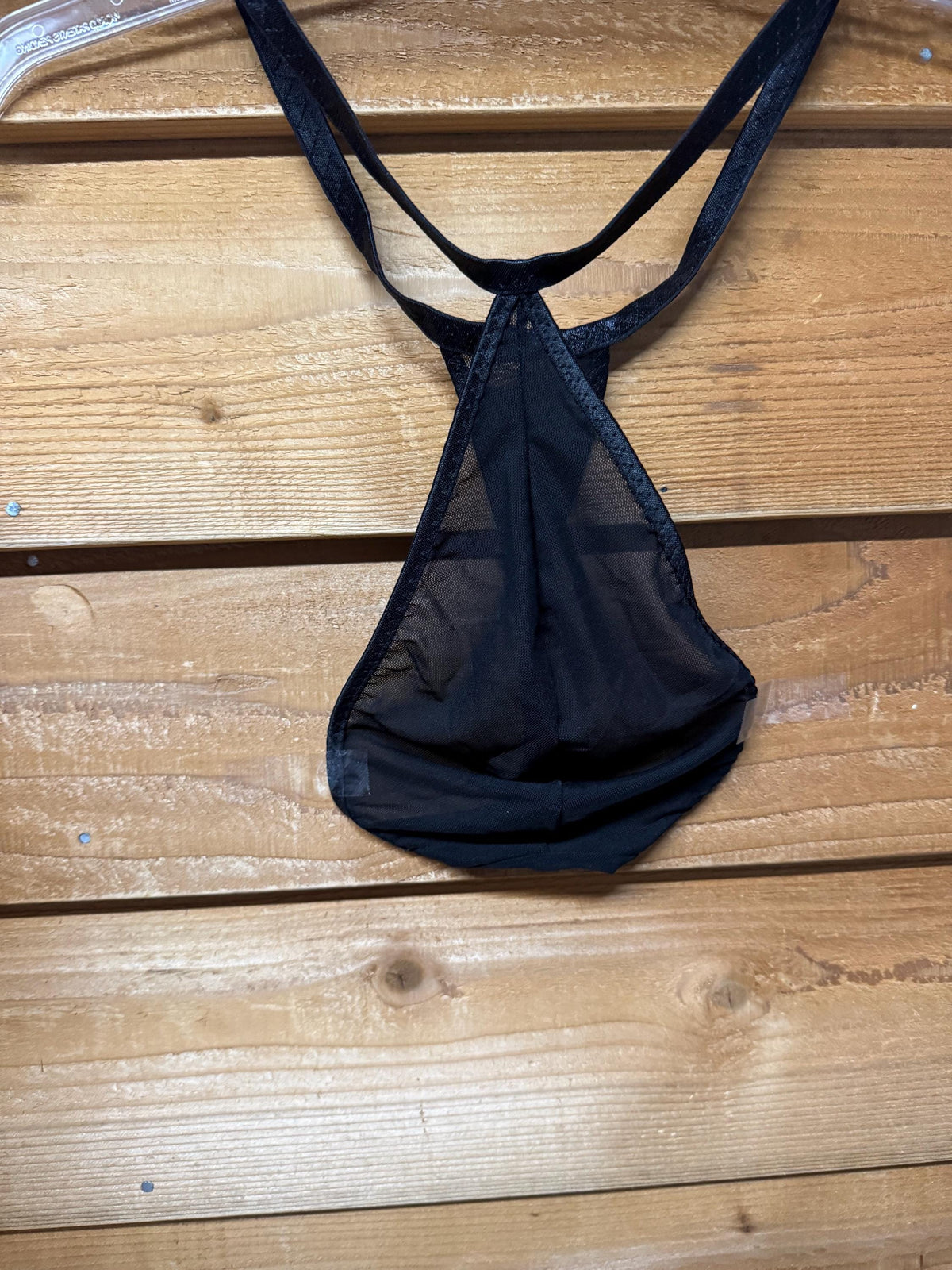 Handmade Black Mesh Teardrop Thong for Men