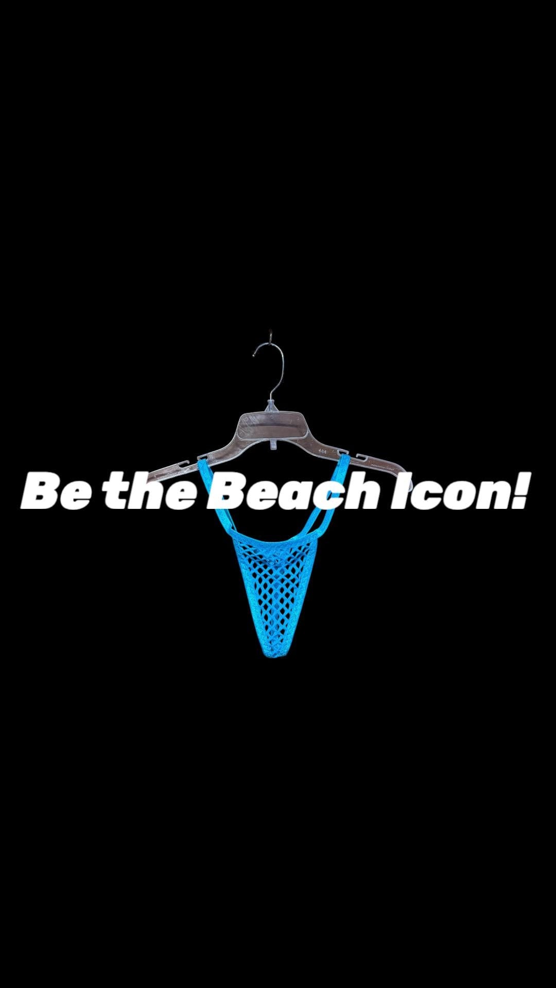 Men's micro thong, turquoise mesh underwear