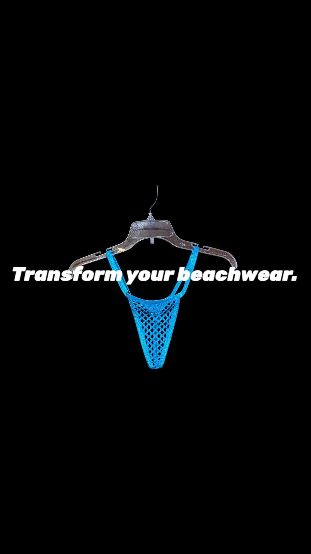 Men's micro thong, turquoise mesh underwear