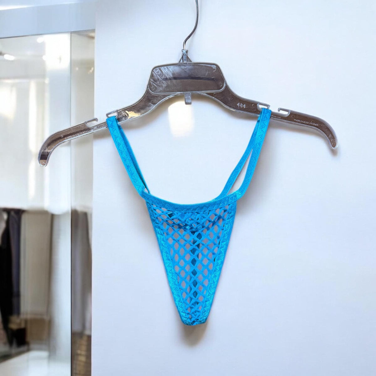 Men's micro thong, turquoise mesh underwear