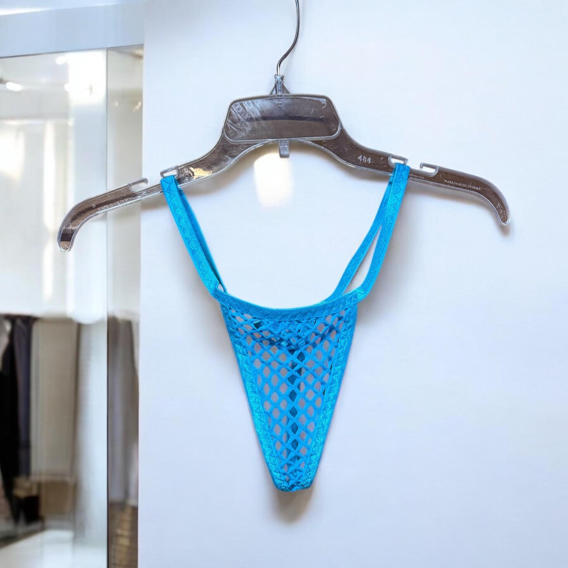 Men's micro thong, turquoise mesh underwear