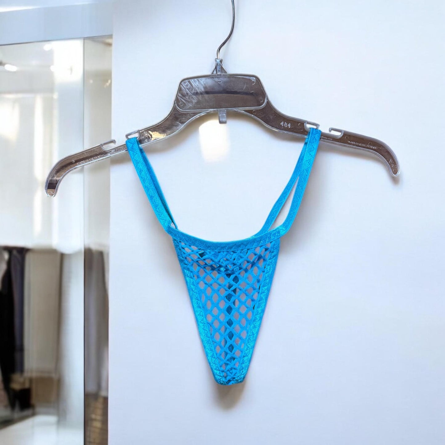 Men's micro thong, turquoise mesh underwear