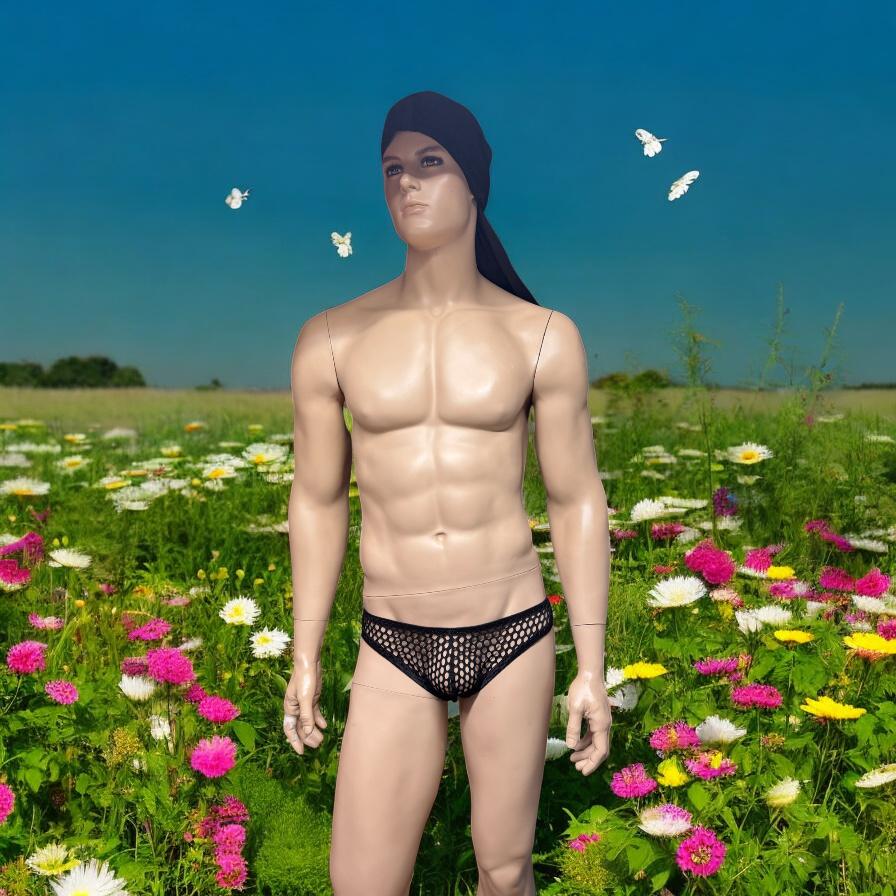 Handmade Men's Black Mesh Briefs - Comfortable Underwear for Him