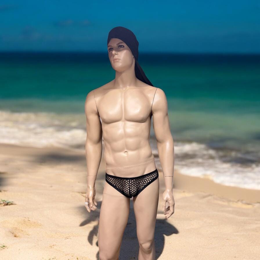 Handmade Men's Black Mesh Briefs - Comfortable Underwear for Him