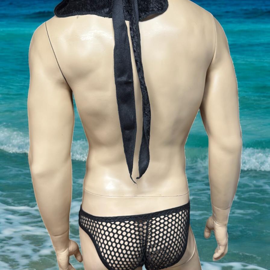Handmade Men's Black Mesh Briefs - Comfortable Underwear for Him