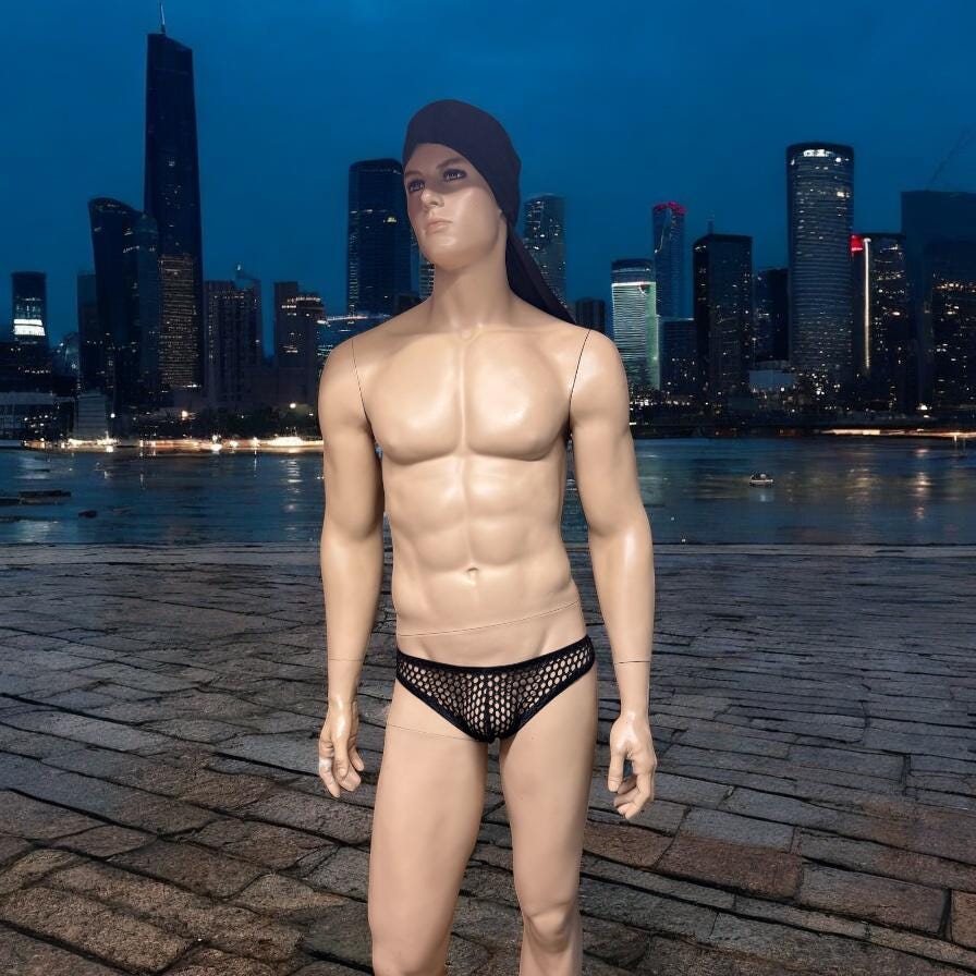 Handmade Men's Black Mesh Briefs - Comfortable Underwear for Him