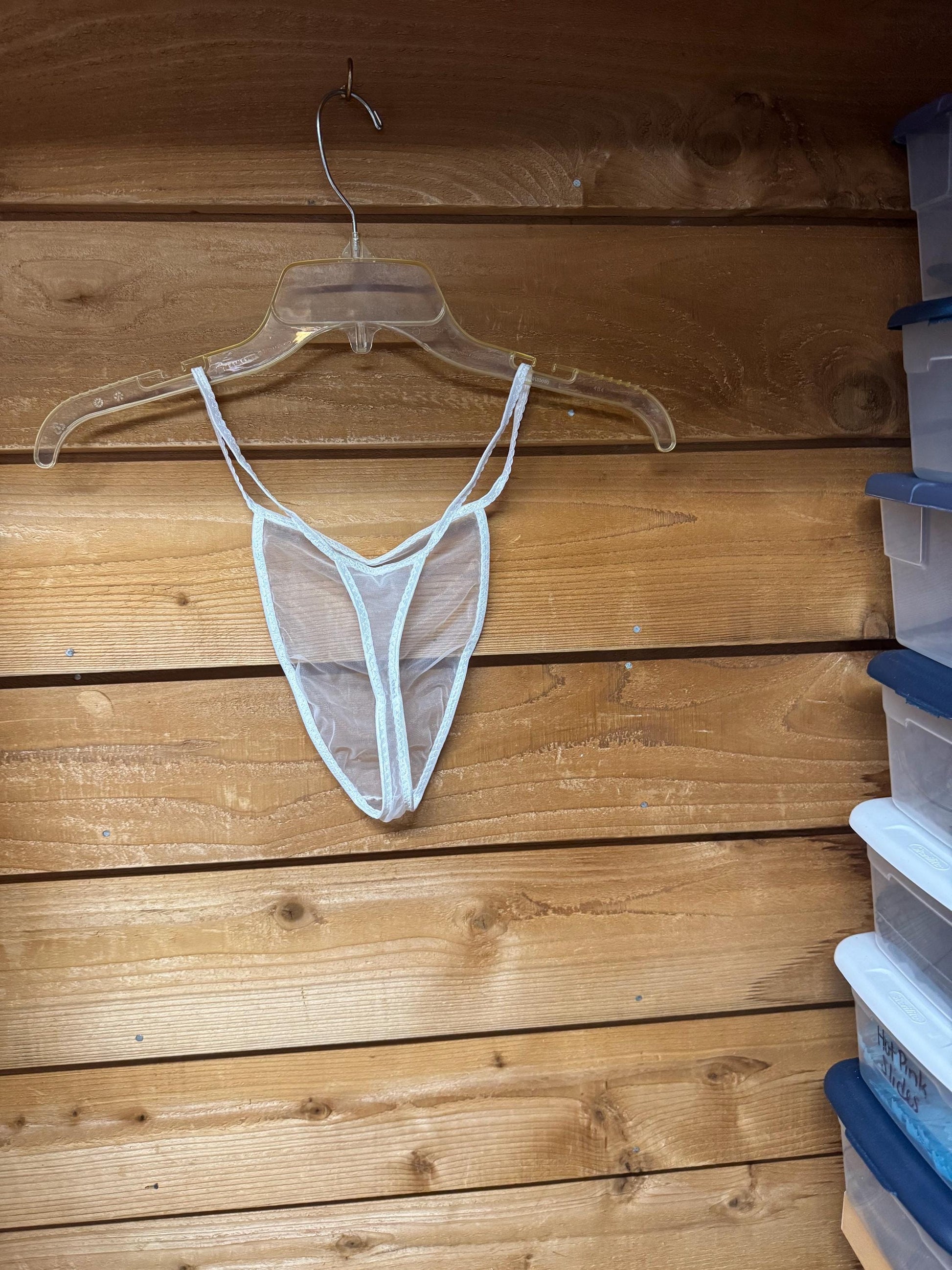 Men's White Chiffon Thong
