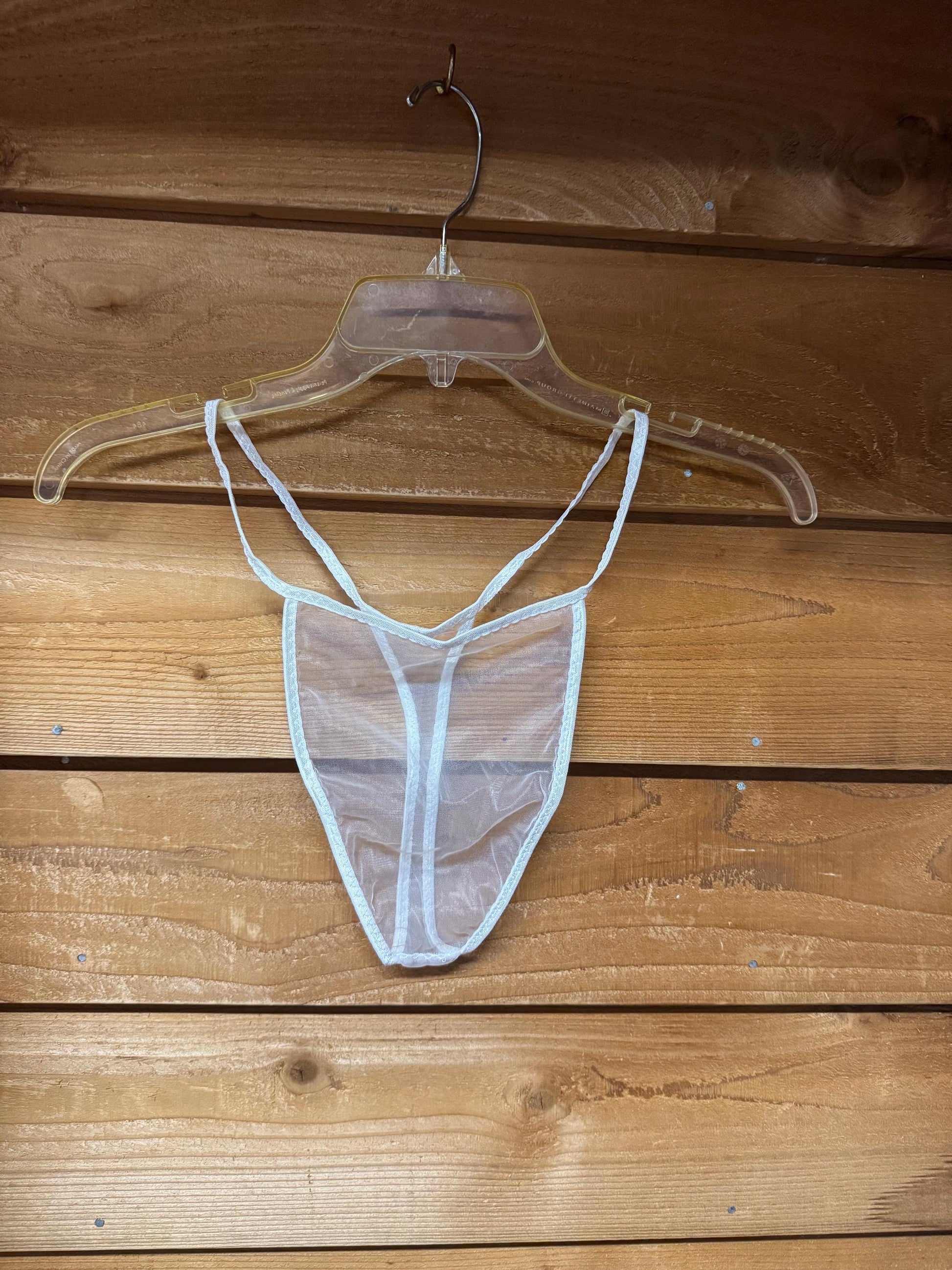 Men's White Chiffon Thong