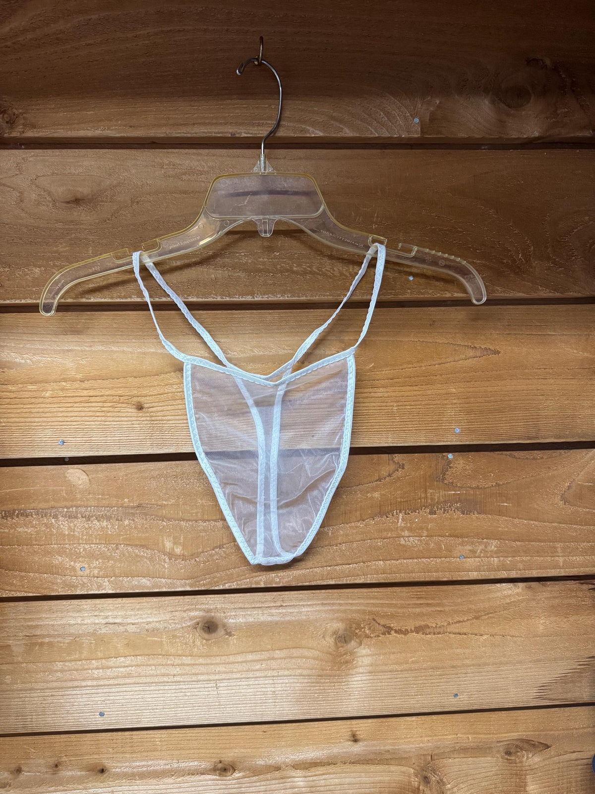 Men's White Chiffon Thong