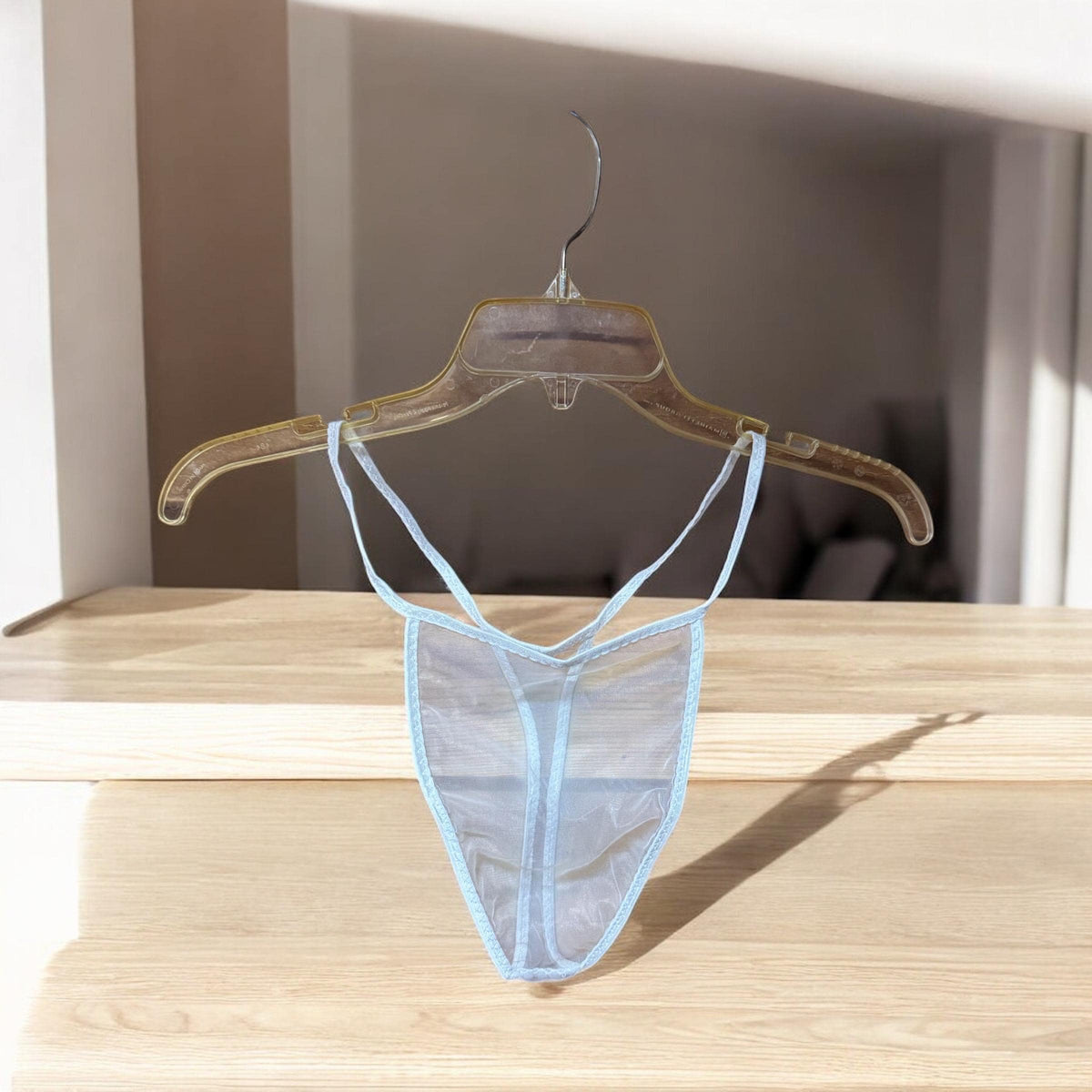 Men's White Chiffon Thong