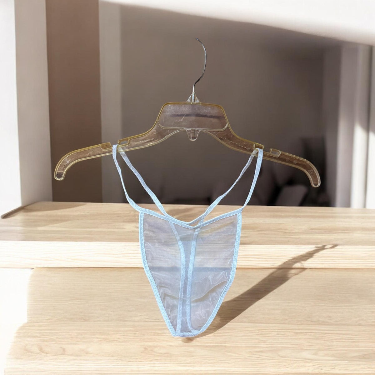 Men's White Chiffon Thong
