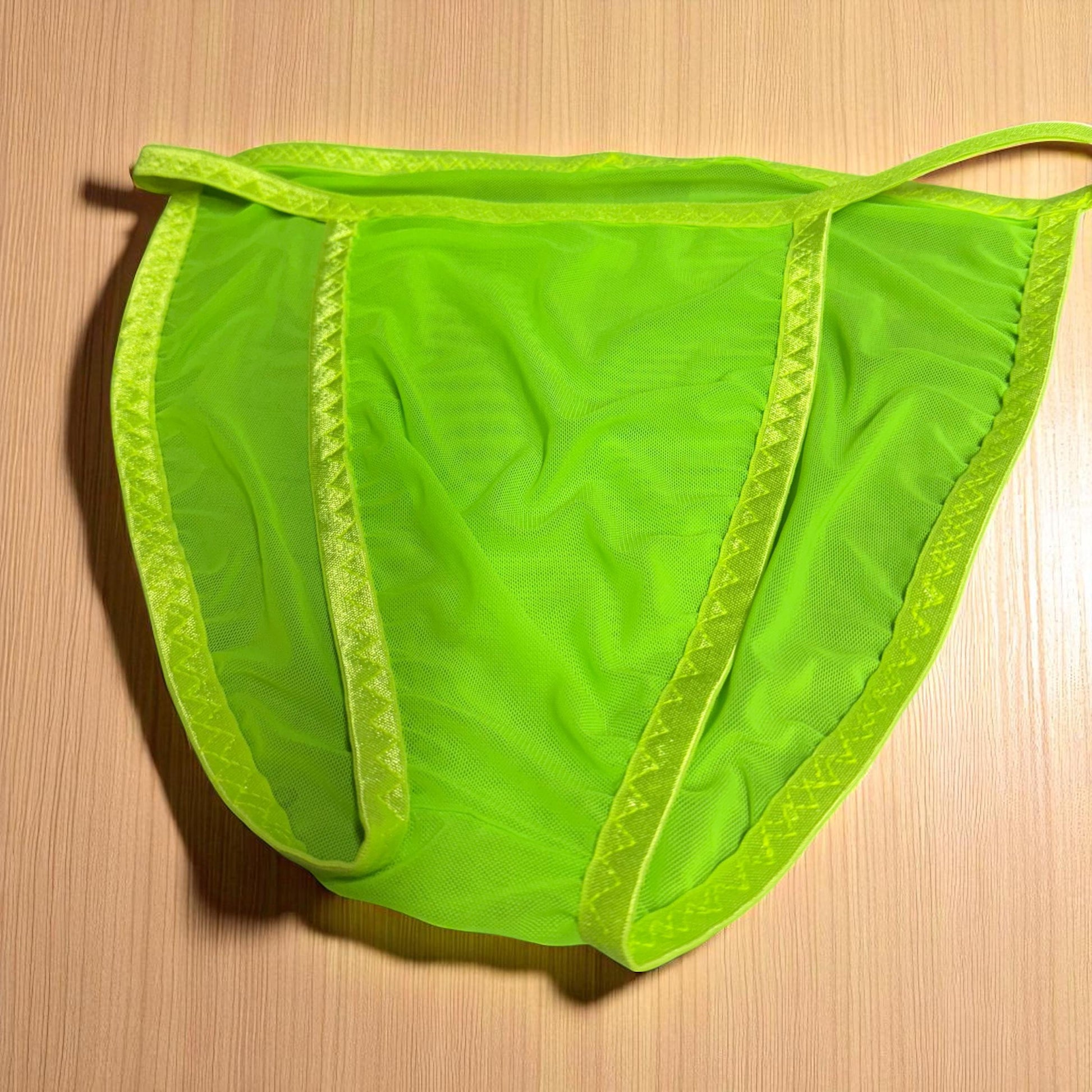 Men's Neon Green Mesh Brief - Breathable Underwear for Active Men