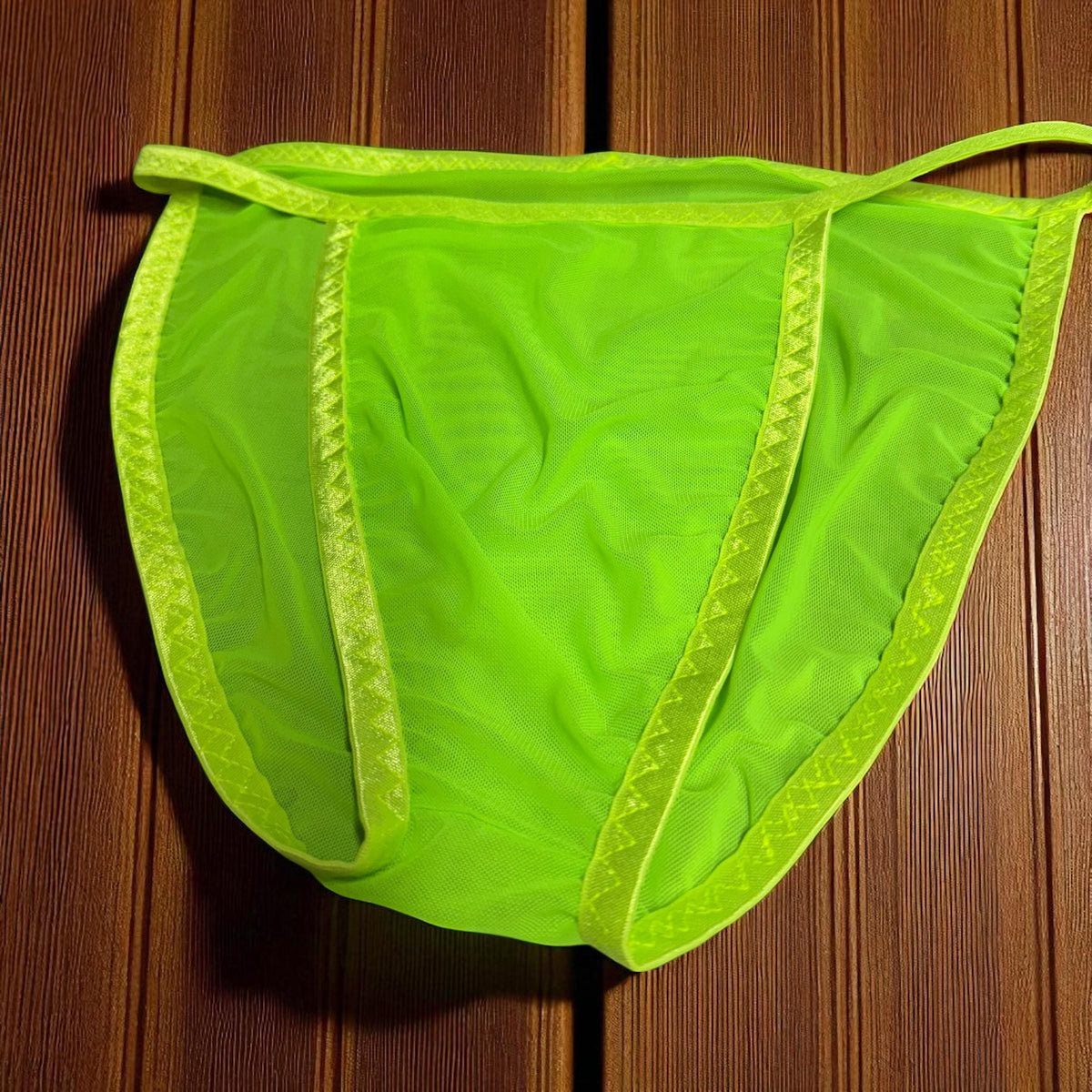 Men's Neon Green Mesh Brief - Breathable Underwear for Active Men
