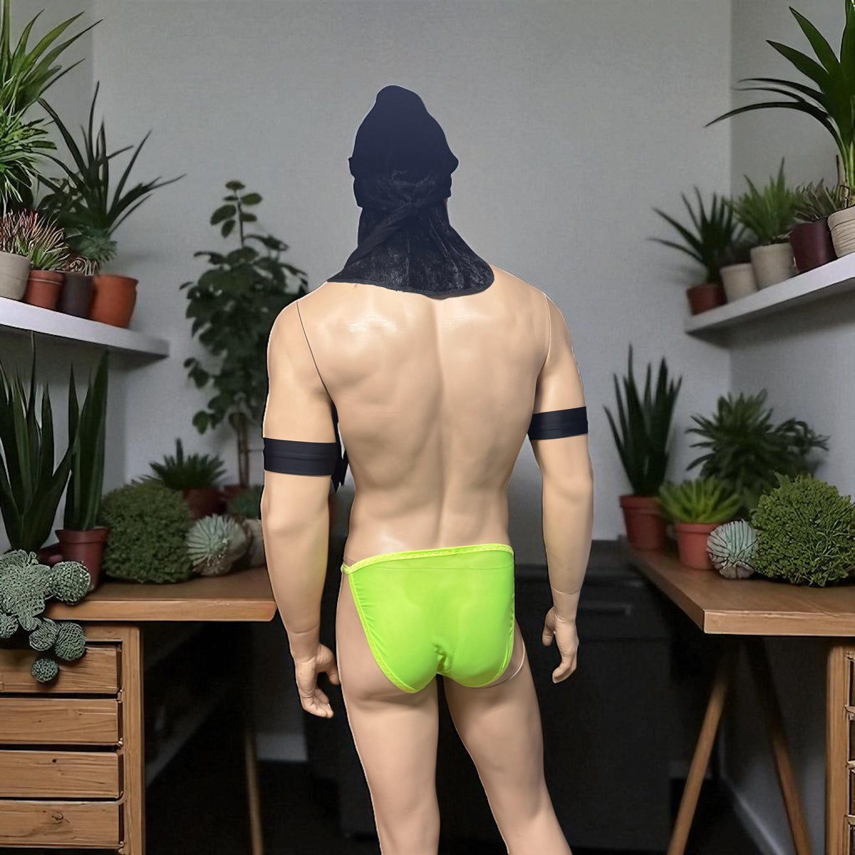 Men's Neon Green Mesh Brief - Breathable Underwear for Active Men