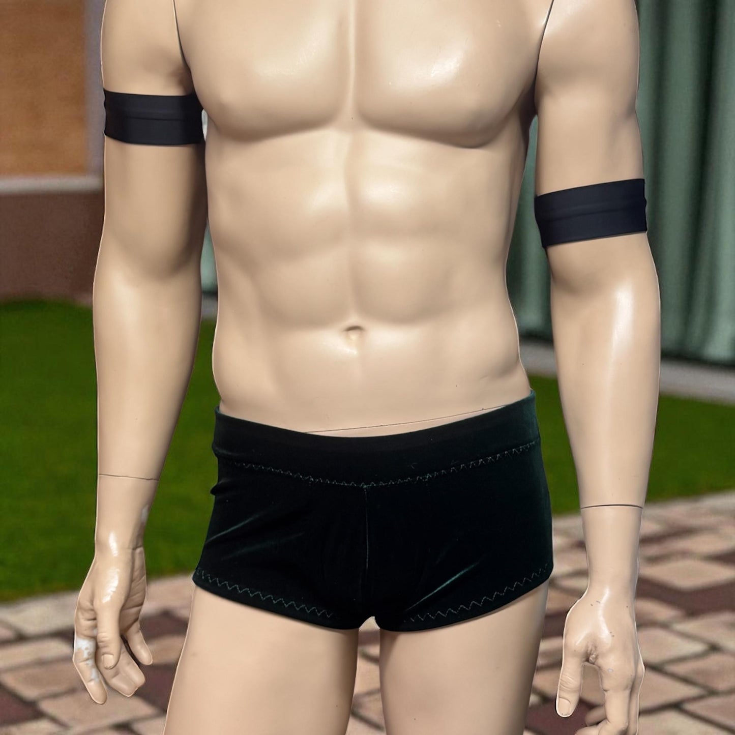 Handmade Dark Green Velvet Men's Booty Shorts