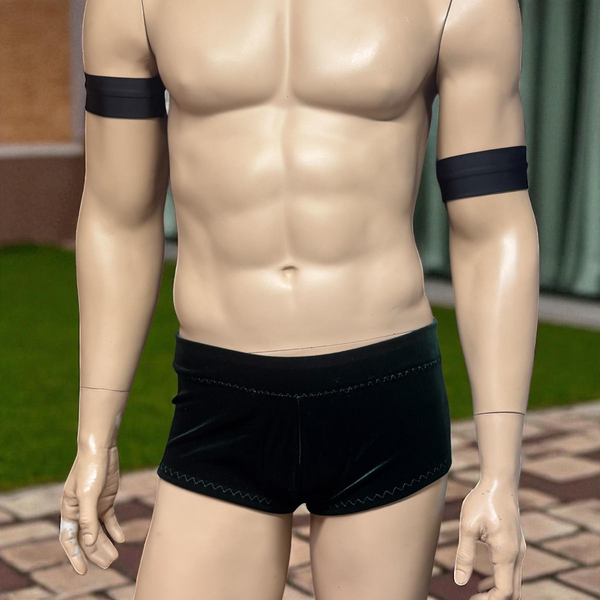 Handmade Dark Green Velvet Men's Booty Shorts