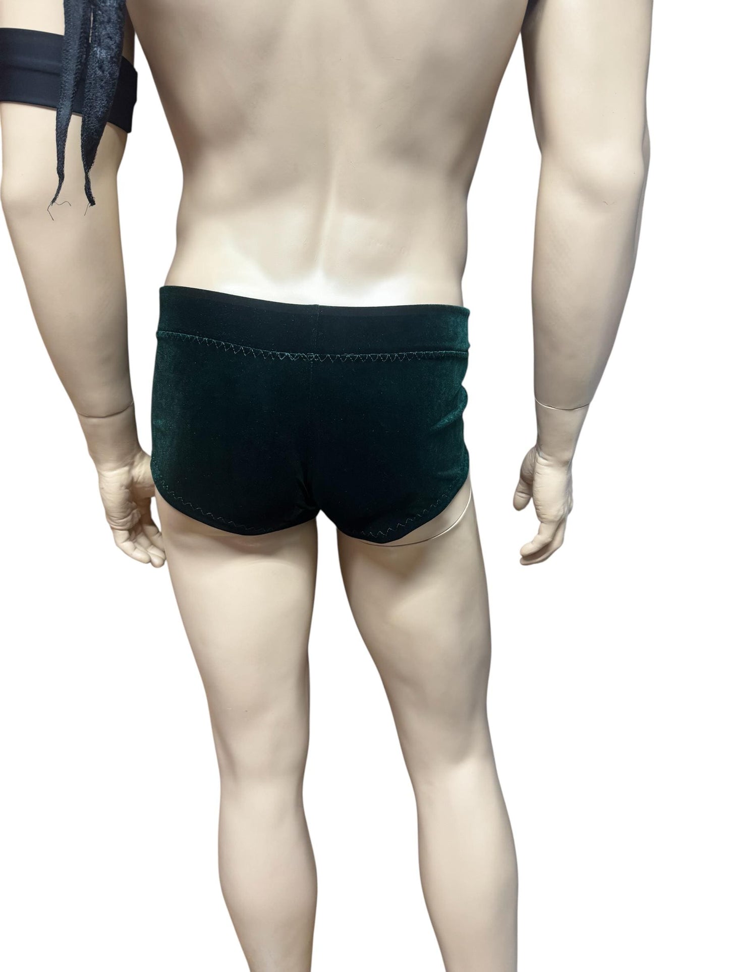 Handmade Dark Green Velvet Men's Booty Shorts