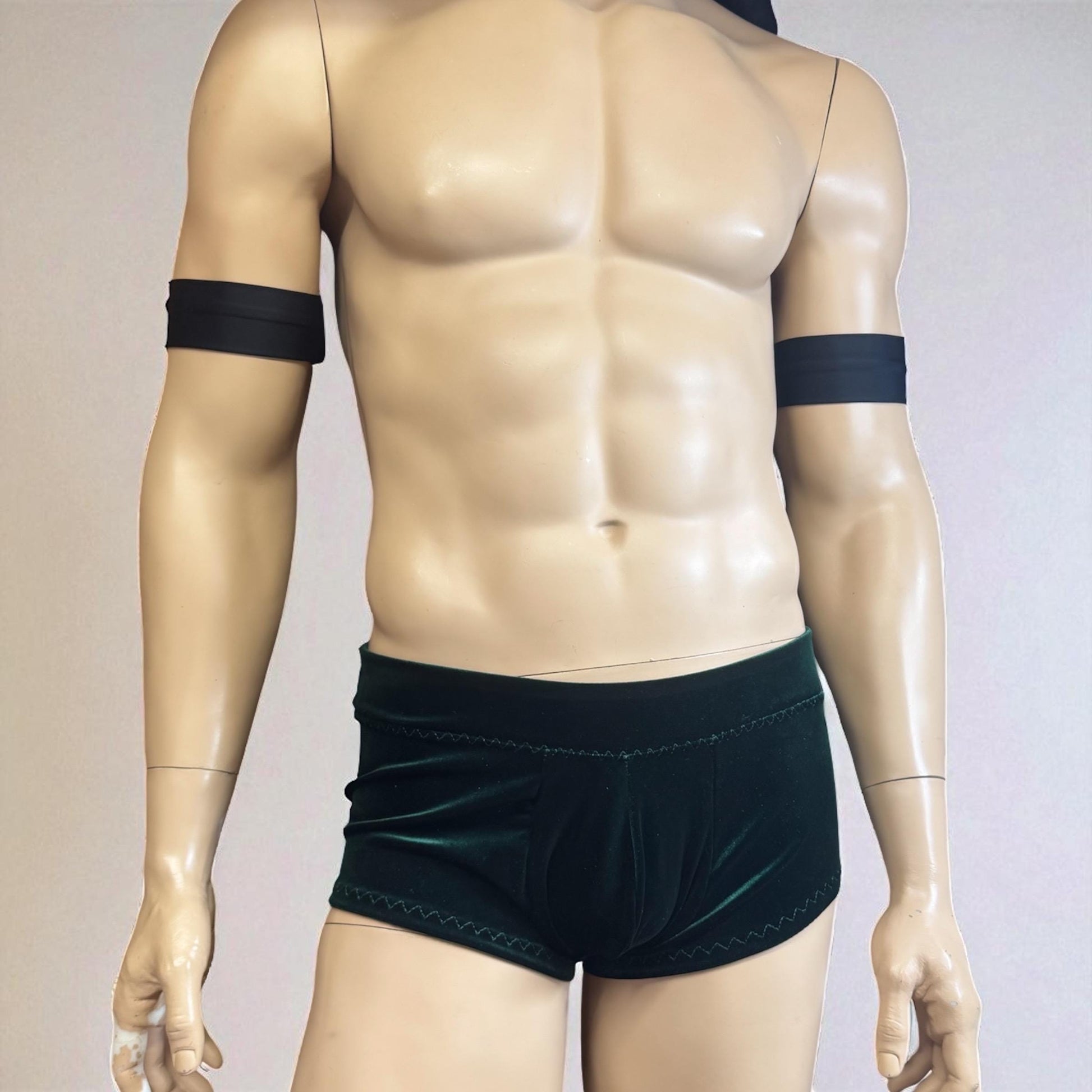 Handmade Dark Green Velvet Men's Booty Shorts
