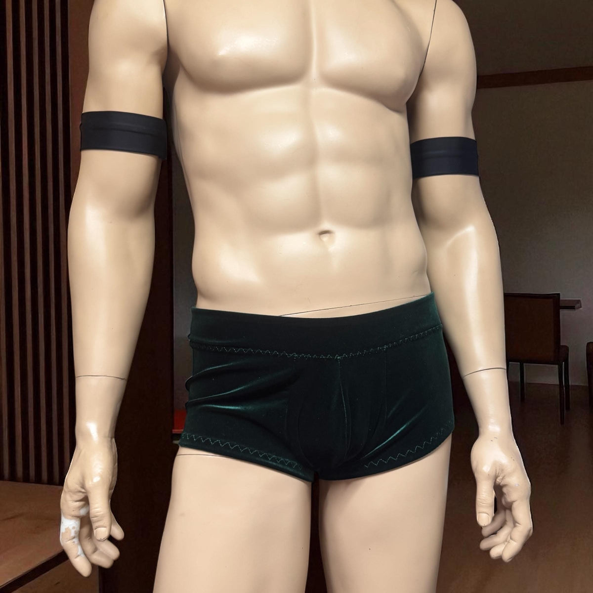 Handmade Dark Green Velvet Men's Booty Shorts