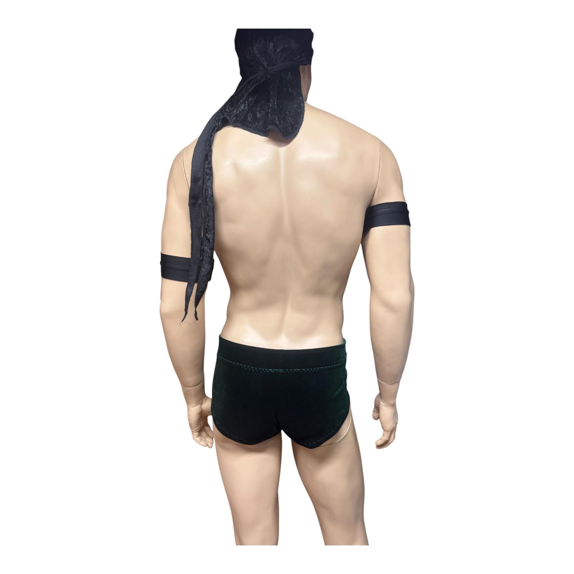 Handmade Dark Green Velvet Men's Booty Shorts