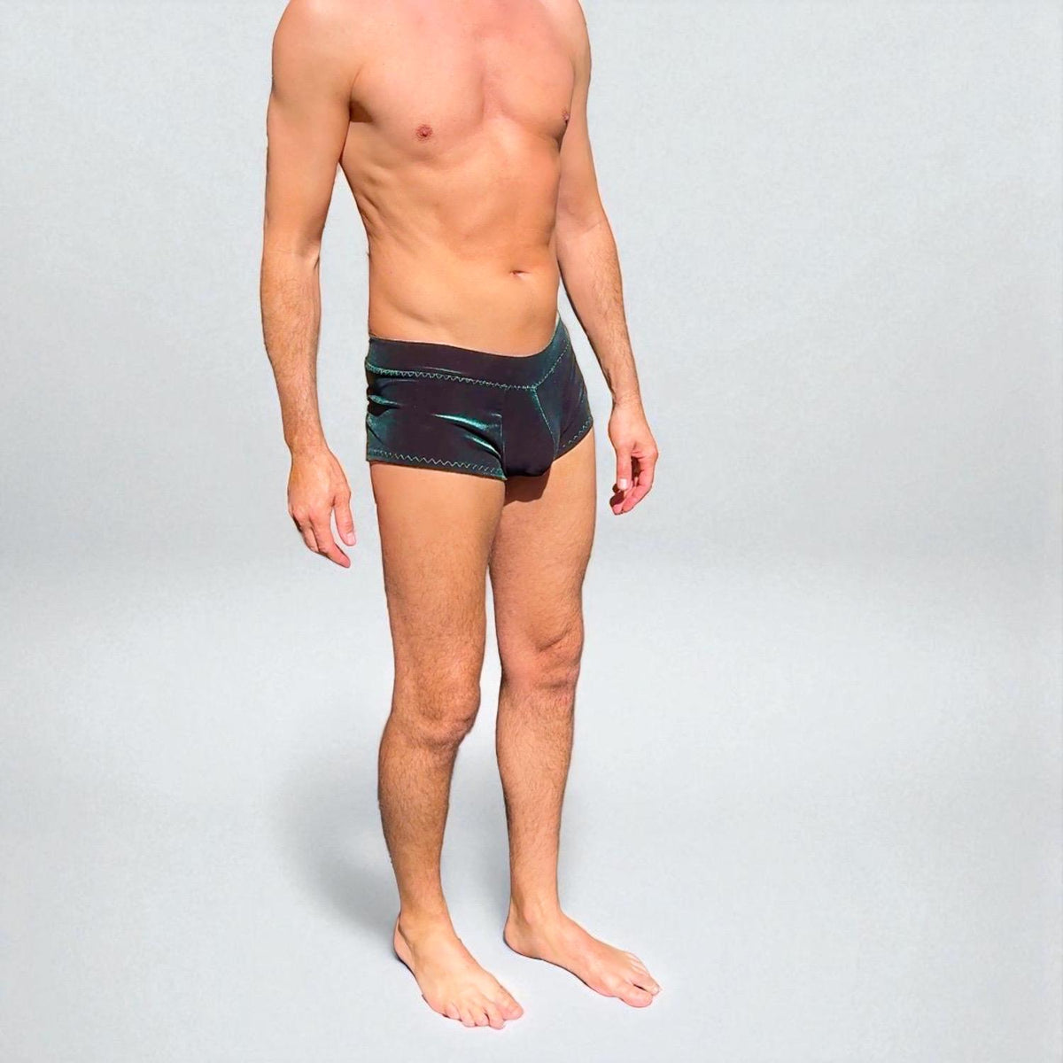 Handmade Dark Green Velvet Men's Booty Shorts