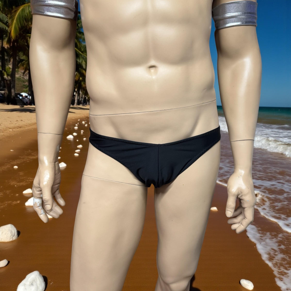 Men's Black Spandex Swim Briefs - Stylish Swimwear for Summer