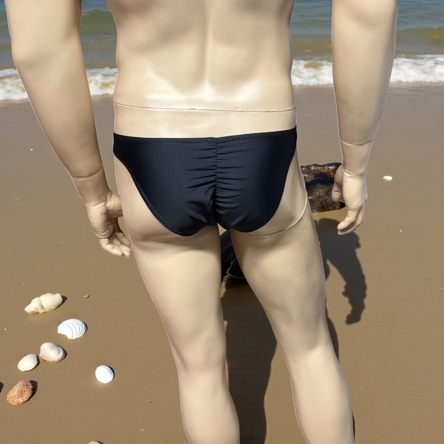 Men's Black Spandex Swim Briefs - Stylish Swimwear for Summer