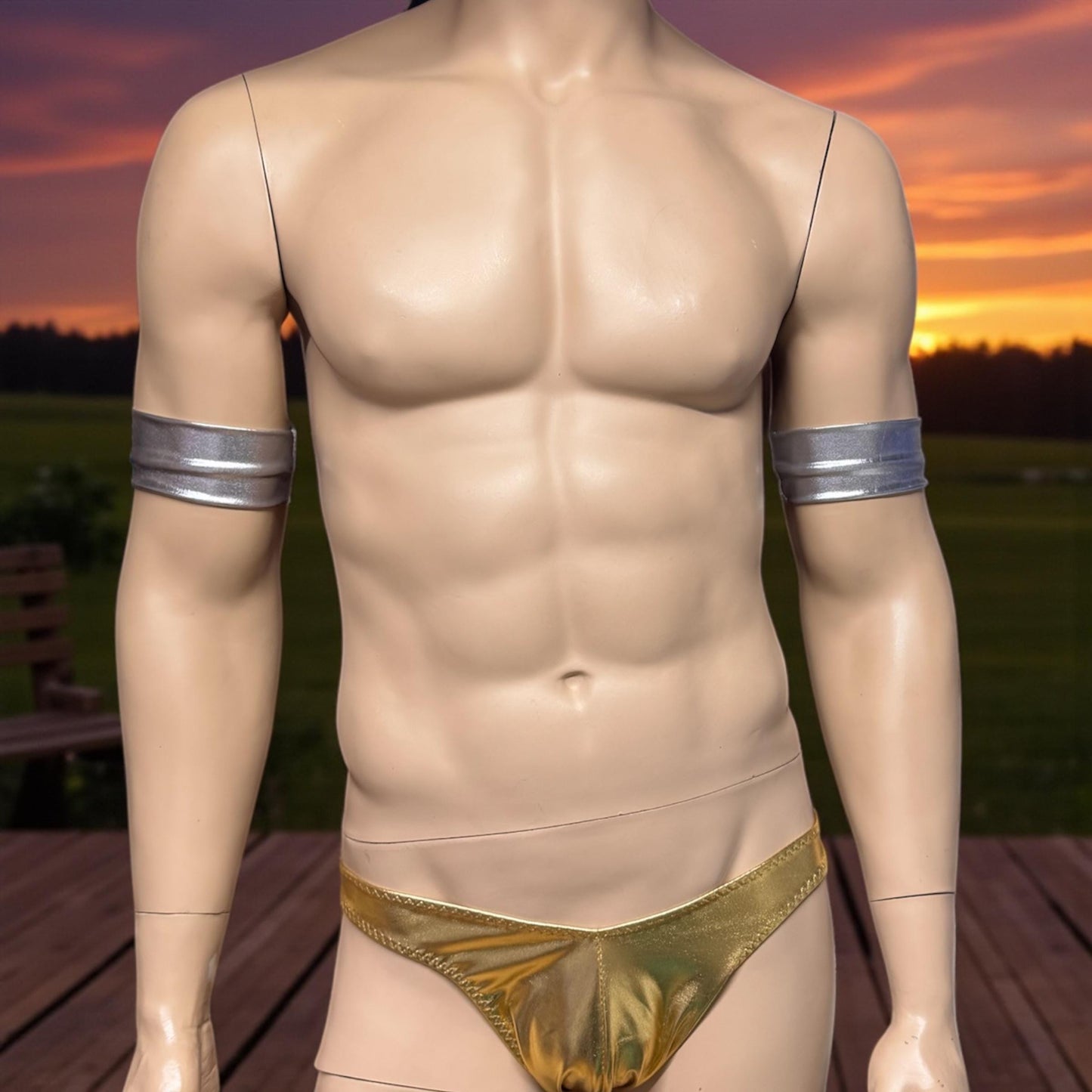 Shiny Gold Bikini Briefs for Men | Stylish Swimwear