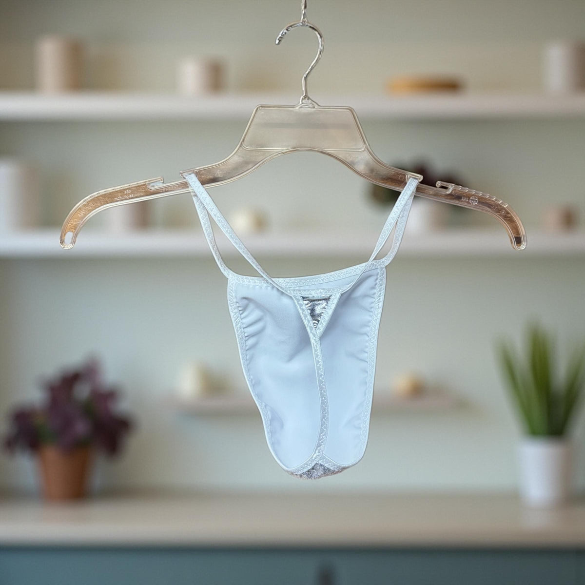 Silver Shiny G-String for Men | Bold & Eye-Catching Design