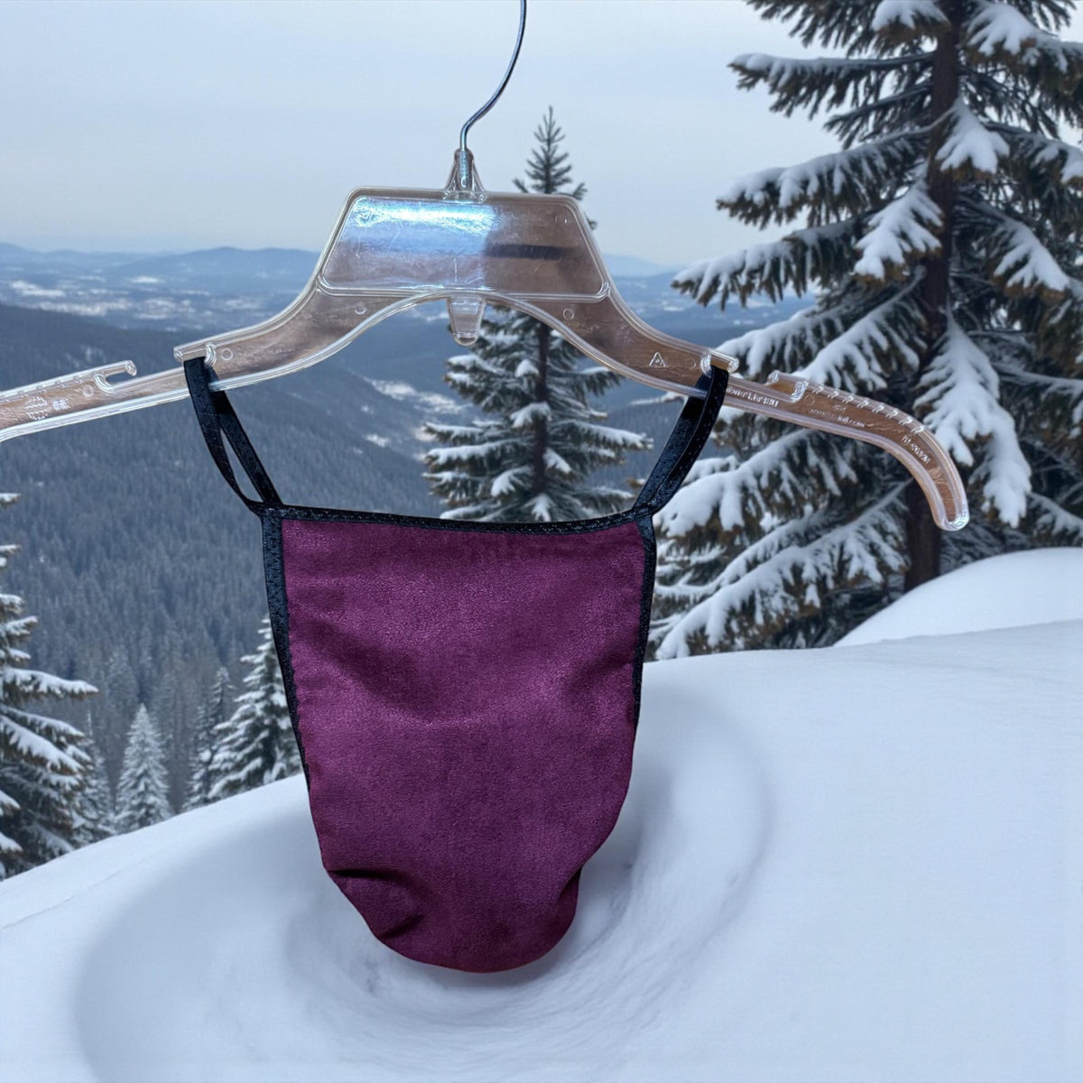 Men's Burgundy Faux Suede G-String | Soft and Sleek Design